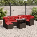 VidaXL Set mobilier grădină perne 8 piese maro, poliratan