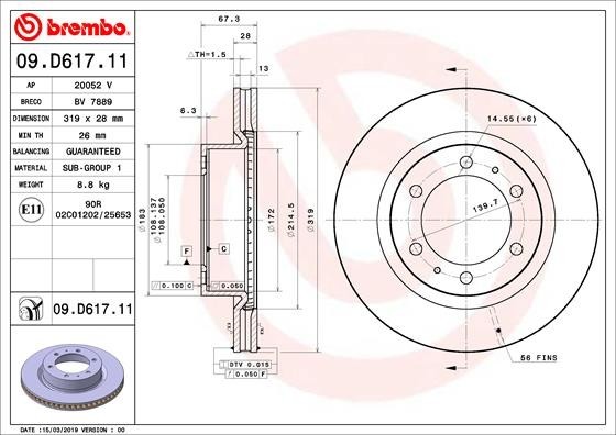 BREMBO 09.D617.11 PRIME LINE - UV Coated Disc frana