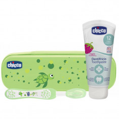 Chicco Always Smiling Green set pentru îngrijirea dentară Strawberry(pentru copii)