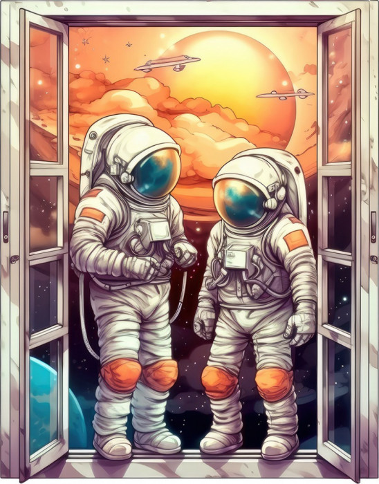 Sticker decorativ, Astronaut, Portocaliu, 76 cm, 8382ST-2