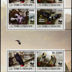 S.Tome e Principe 2009-Fauna,WWF,Pasari,Papagal gri,Bloc 2 serii,Mi.3777-3780KB