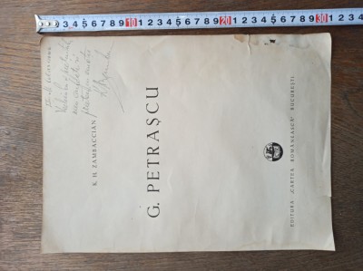 K.H.ZAMBACCIAN- G.PETRASCU, FILA CU DEDICATIA AUTORULUI foto