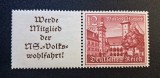Germania / Austria (Deutsches Reich 1939) "Landhaus Klagenfurt" 12+6Pf Roșu + C&acirc;mp Publicitar NSV (MINT / Neștampilată) CLK1