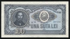 y608 ROMANIA 100 LEI 1952 serie albastra UNC NECIRCULATA foto