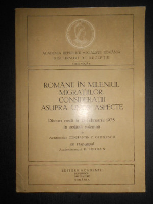 Constantin C. Giurescu - Romanii in mileniul migratiilor (1975, autograf) foto