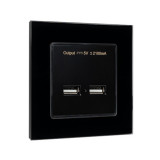 DOUBLE USB SOCKET GLASS FRAME BLACK, Elmark