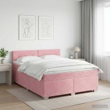 Cumpara ieftin Pat boxspring cu saltea cu headboard Roz 160 x 200 cm Catifea