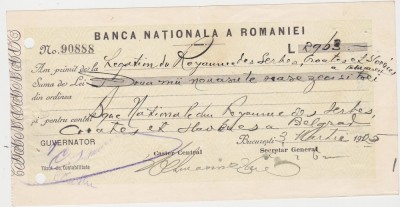 Banca Nationala a Romaniei chitanta depunere Bucuresti 1925 foto