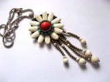 colier cu turcoaz , howlite alb si rosu 51695