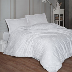 Lenjerie de pat din bumbac 100%, Clasy, pentru pat dublu, model Arnor White