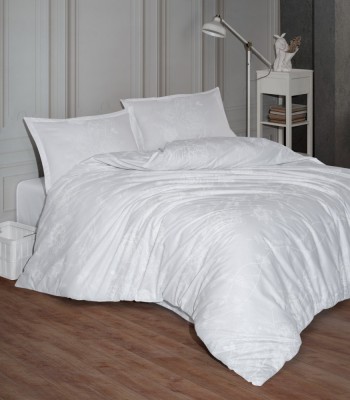 Lenjerie de pat din bumbac 100%, Clasy, pentru pat dublu, model Arnor White foto