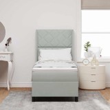 Cumpara ieftin Pat cu arcuri cu headboard Gri deschis 80 x 200 cm Catifea