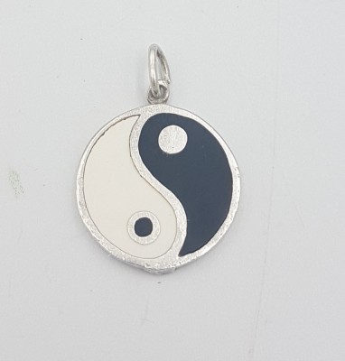 Pandantiv vintage din argint Yin si Yang foto