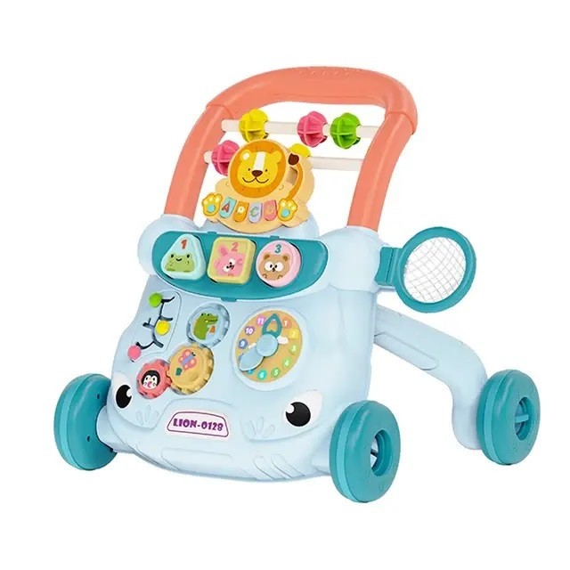Antemergator cu centru de activitati 2 in 1 detasabil WePro Store, Sunete si Lumini, maner anti-alunecare, cos de baschet cu 4 mingi, rezervor de apa