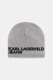 Karl Lagerfeld Jeans căciulă din bumbac culoarea gri, bumbac, din tesatura unia, A3M33113