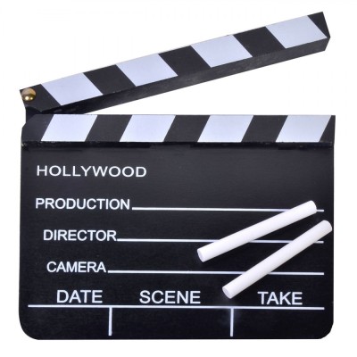 Clapetă Cinematografică, 20x18 cm, Set 3 Bucăți, Creta Inclusă foto