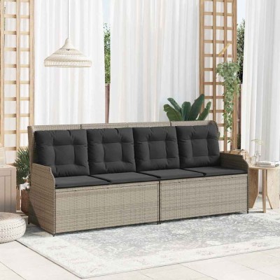 vidaXL Bancă de grădină cu pernă Gri deschis Rattan poli 3394445 foto