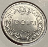 100 Lei 1944 Romania a UNC, Luciu de batere, eroare matrita (fir)