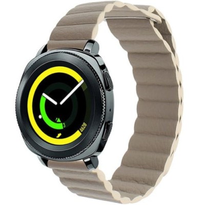 Curea piele Smartwatch Samsung Galaxy Watch 4, Watch 4 Classic, Gear S2, iUni 20 mm Kaki Leather Loop foto