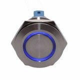 Buton prin Apasare Metalic cu Diametru 25mm elSales ELS-GQ25, Lumina Led Albastra, Tensiune Alimentare 24 V,