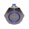 Buton prin Apasare Metalic cu Diametru 25mm elSales ELS-GQ25, Lumina Led Albastra, Tensiune Alimentare 24 V,