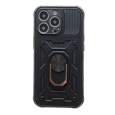 Husa de protectie, flippy, compatibila cu apple iphone 13 pro defender model 4 cu suport,negru foto
