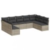 Set canapele de gradina cu perne, 9 piese gri deschis poliratan