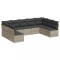 Set canapele de gradina cu perne, 9 piese gri deschis poliratan