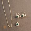 Set lantisor + pandantiv + cercei placati cu aur cu cristal verde