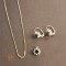 Set lantisor + pandantiv + cercei placati cu aur cu cristal verde