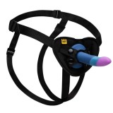 Romp-Piccolo Harness cu Dildo din Silicon Tricolor 14 cm-Ventuza