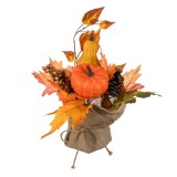 Ghiveci Decorativ, Model Dovleci și Frunze, Portocaliu-Maro, 29cm, Oem