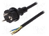Cablu alimentare AC, 2m, 3 fire, culoare negru, CEE 7/7 (E/F) mufa, SCHUKO, PLASTROL, W-98392, T143847
