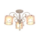 Candelabru Klausen Provance 3 Alb Auriu 59x40cm 3xE27 Stil Clasic Elegant pentru Living Dining Corp de Iluminat Metal Textil Sticla Modern Rafinat