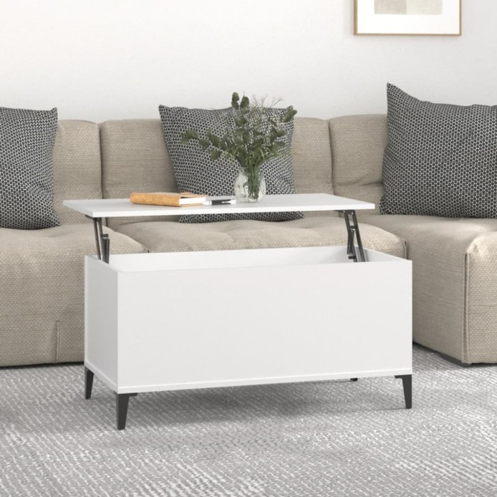 Gossi masuta de cafea, alb, 90x44,5x45 cm, lemn compozit