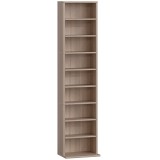 HOMCOM Raft pentru CD-uri cu 6 Rafturi Ajustabile, Capacitate 260 CD-uri/120 DVD-uri, 33x24x140 cm, Lemn Natural | Aosom Romania