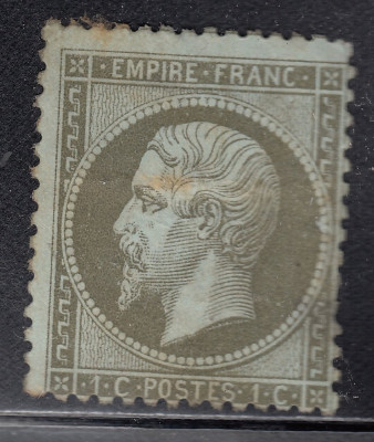 France 1862 Napoleon III 1C Mi.18c dark olive MH AM.411 foto