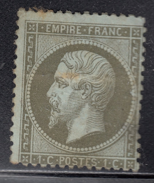France 1862 Napoleon III 1C Mi.18c dark olive MH AM.411