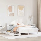 VidaXL Cadru de pat fără saltea, alb, 135x190 cm, lemn masiv de pin