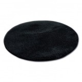 Covor rotund Shaggy Micro negru, cerc 100 cm, Poliester