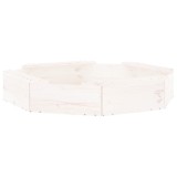 Cumpara ieftin Cutie de nisip cu scaune octogonale, alb, lemn masiv de pin