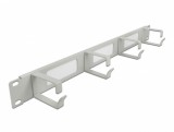 Organizator cabluri 19&quot; 1U pentru cabinet cu 4 inele + perii Gri, Delock 66543