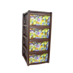 Dulap pentru depozitare, din plastic, 4 sertare cu floricele mici foto