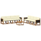 vidaXL Set de canapele de exterior cu pernă 9 pcs Natural și Crem 3381846