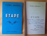 ETAPE - carte cu dedicatie catre criticul literar Eugen Simion si autograful autorului Viorel Dinescu