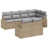 VidaXL Set de canapele pentru grădină cu pernă 7 pcs Bej, gri deschis