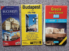 3 harti turistice: Bucuresti, Budapesta si Grecia foto