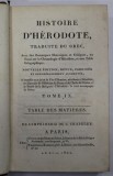 HISTOIRE D &#039; HERODOTE , TRADUITE DU GREC , TOME IX , TABLE DES MATIERES , 1802