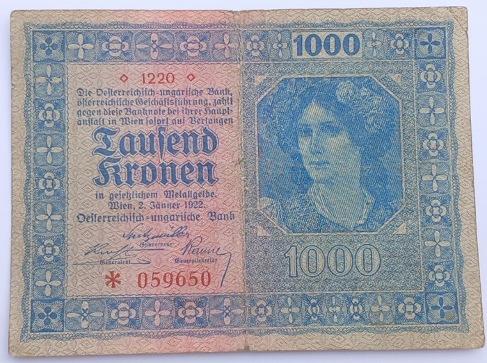 Austria, 1000 Coroane 1922