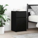 VidaXL Noptiere, 2 buc., negru, 39x35x65 cm, lemn prelucrat